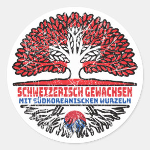 Sticker Rond Südkorea Südkoreanisch Schweizer Schweiz Baum