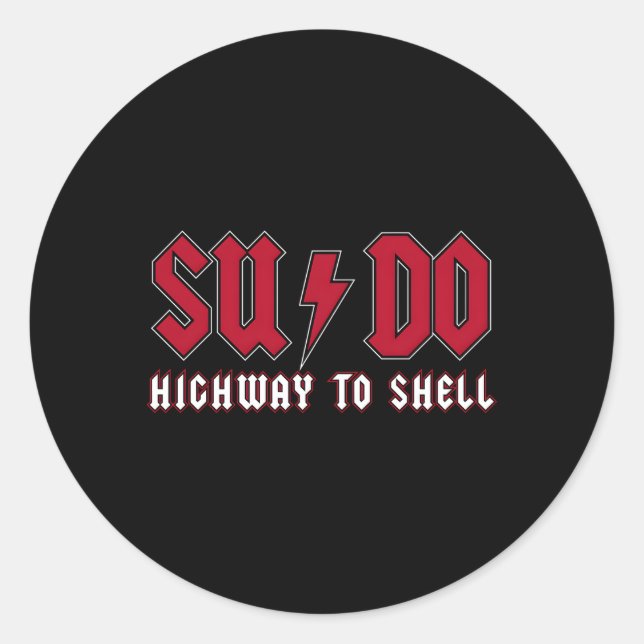 Sticker Rond Sudo Highway Vers Shell Ubuntu Linux Superuser Com (Devant)