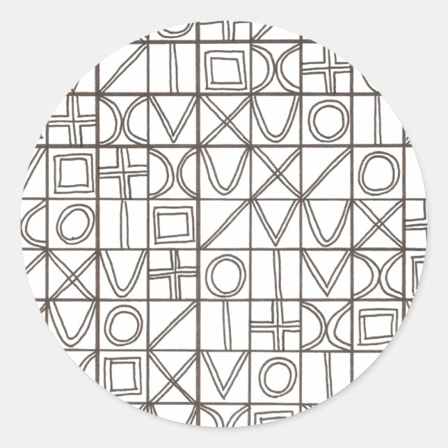 Sticker Rond Sudoku Two-Noir Et Blanc Géométrique Moderne (Devant)