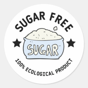 Sticker Rond Sugar free 100% ecological product, diet, vegan