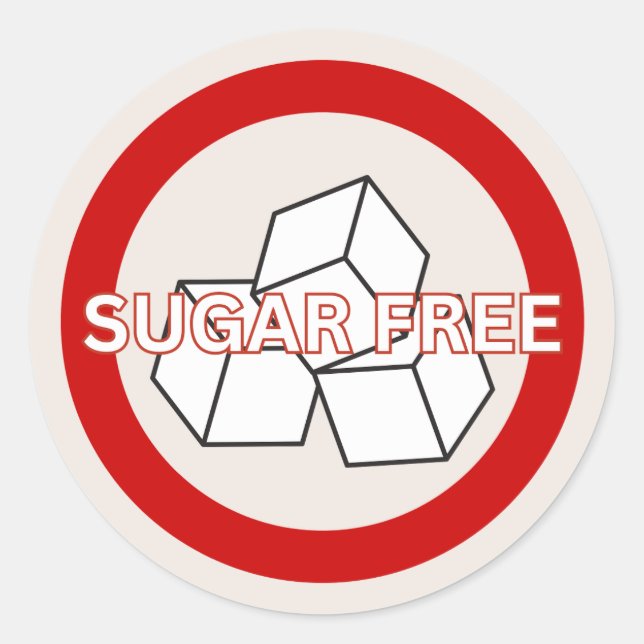 Sticker Rond Sugar Free Food Allergy Alert Classic (Devant)