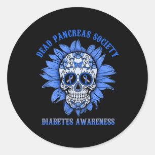 Sticker Rond Sugar Skull Flower Morts Pancreas Société Diabète