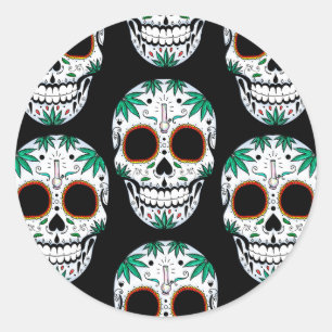 Sticker Rond Sugarskull de mauvaise herbe