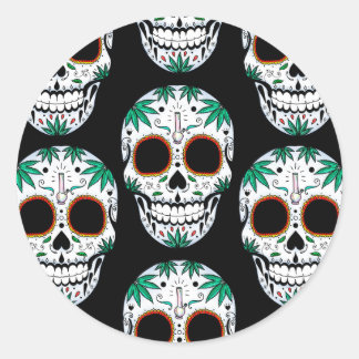 Sticker Rond Sugarskull de mauvaise herbe