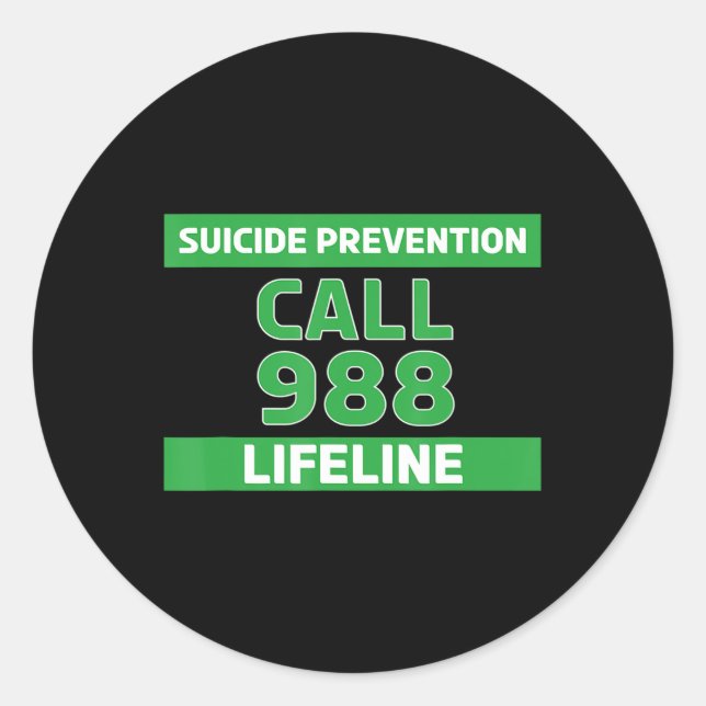 Sticker Rond Suicide Awareness - Prevention Lifeline 988   (Devant)