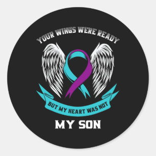 Sticker Rond Suicide Awareness Son Teal And Purple Your Wings W