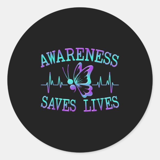 Sticker Rond Suicide Awareness Suicide Prevention Suprt Survivo (Devant)