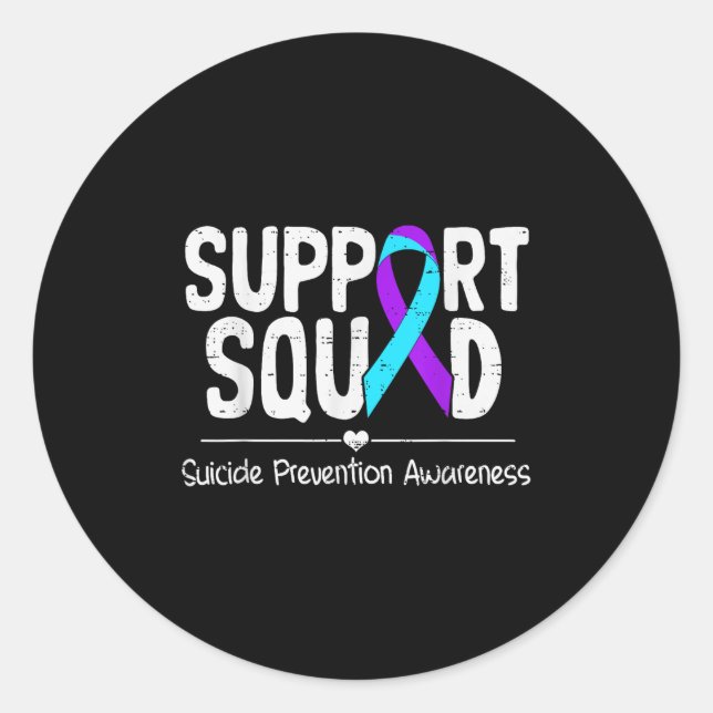 Sticker Rond Suicide Awareness Teal &amp; Purple Ribbon Suprt M (Devant)