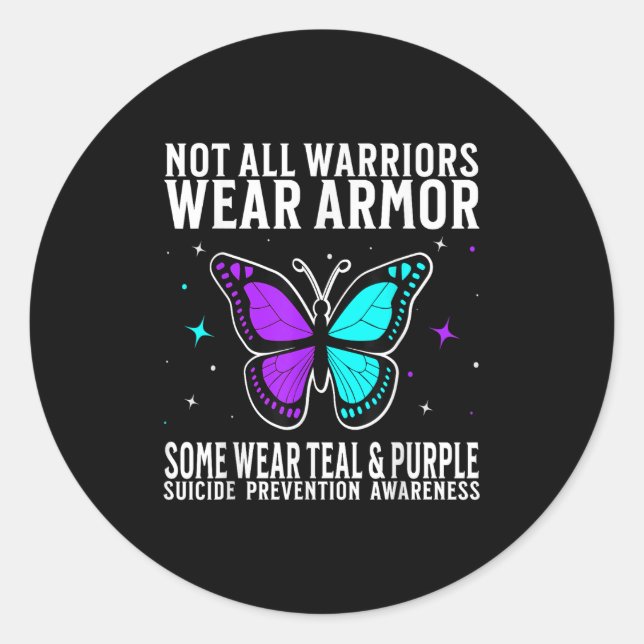 Sticker Rond Suicide Awareness Warrior Suicide Prevention Aware (Devant)