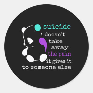 Sticker Rond Suicide Douleur Semicolon Cadeau Prévention du sui