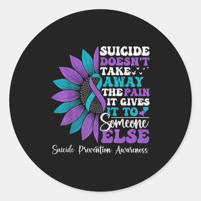 Sticker Rond Suicide Pain Sunflower Suicide Prevention Awarenes (Devant)