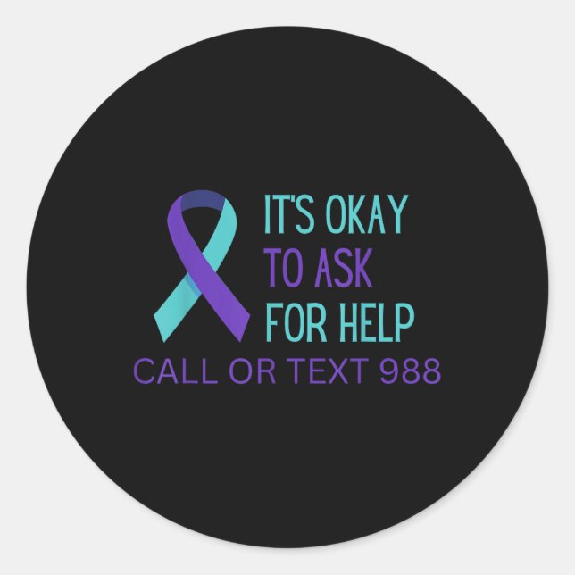 Sticker Rond Suicide Prevention 988 Hotline Shirt 988 Suicide C (Devant)