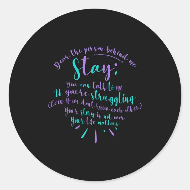 Sticker Rond Suicide Prevention Advocate Person Behind The Caus (Devant)