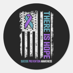Sticker Rond Suicide Prévention American Flag Hope Suicide Awar