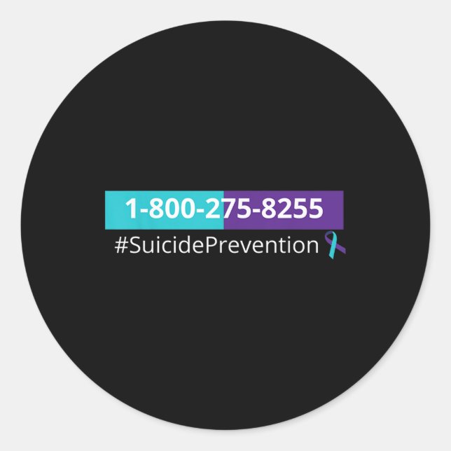 Sticker Rond Suicide Prevention Awareness 1-800-273-8255  (Devant)