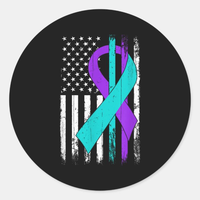 Sticker Rond Suicide Prevention Awareness American Flag  (Devant)