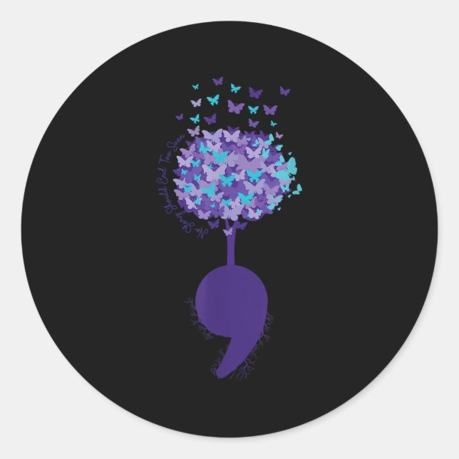 Sticker Rond Suicide Prevention Awareness No Story Should End T (Devant)