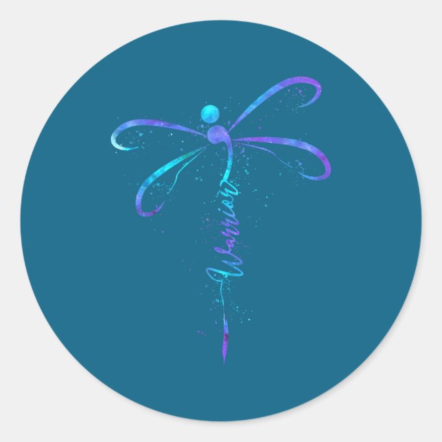 Sticker Rond Suicide Prevention Awareness Warrior Dragonfly Sem (Devant)