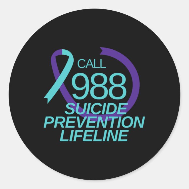 Sticker Rond Suicide Prevention Lifeline Call 988  (Devant)