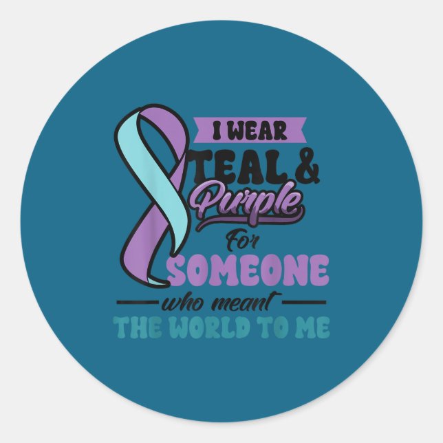 Sticker Rond Suicide Prevention Wear Teal Purple Someone Meant  (Devant)