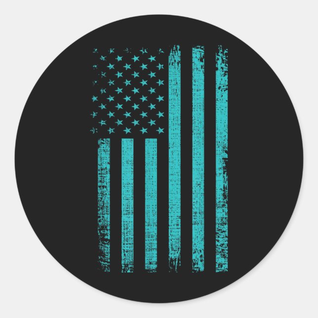 Sticker Rond Suicide Sensibilisation Usa Drapeau Turquoise Purp (Devant)