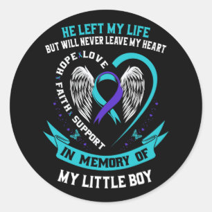 Sticker Rond Suicide turquoise Violet Sensibilisation Petit Gar
