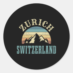 Sticker Rond Suisse Alpes Ski Montagnes suisses Lover Cadeau