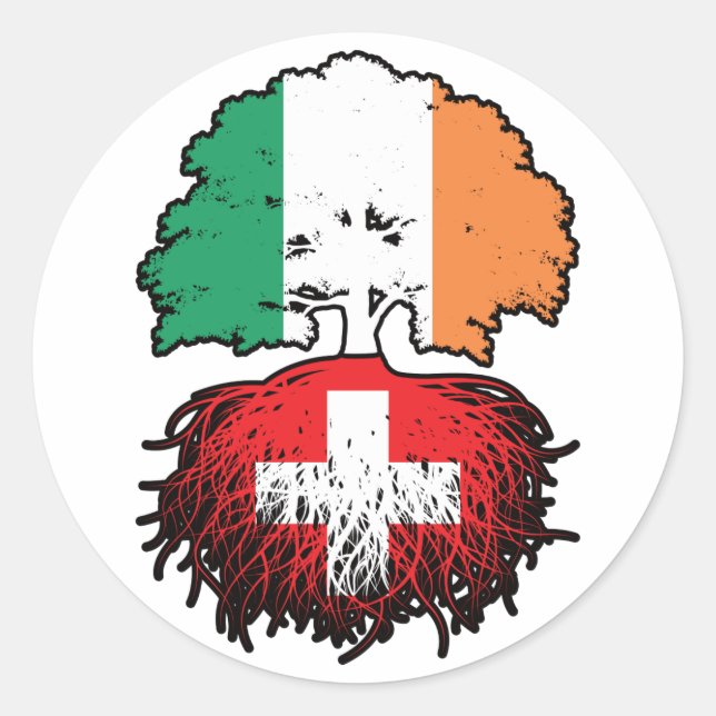 Sticker Rond Suisse Irlande irlandaise Suisse drapeau des racin (Devant)