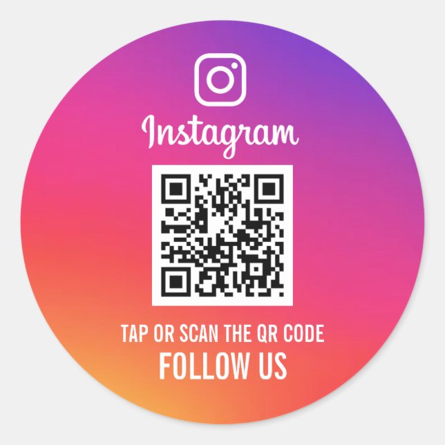Sticker Rond Suivez-nous Instagram Social Media QR Code (Devant)