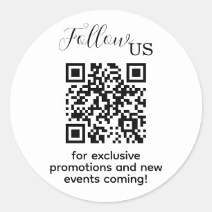 Sticker Rond Suivez-nous Minimaliste Moderne avec code QR