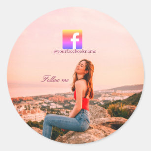 Sticker Rond suivez-nous nom d'utilisateur facebook médias soci