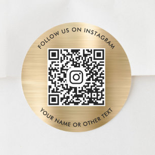 Sticker Rond Suivez-Nous Sur Instagram QR Code Or