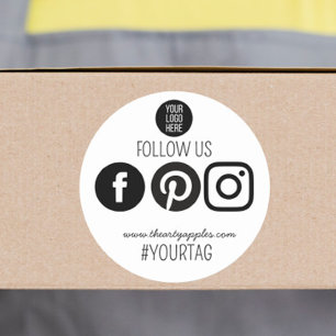 Sticker Rond Suivez-nous sur les réseaux sociaux Logo pour peti