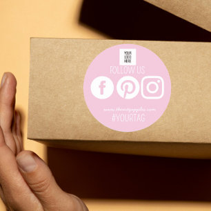 Sticker Rond Suivez-nous sur les réseaux sociaux Logo pour peti