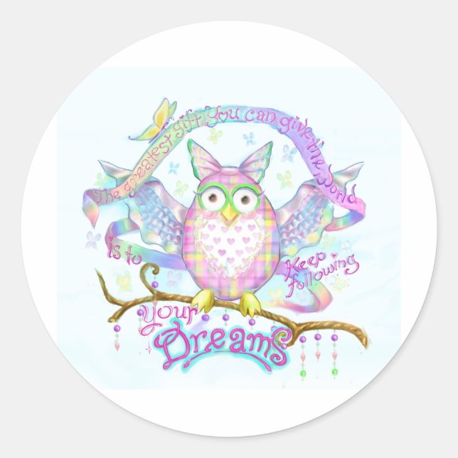 Sticker Rond Suivez vos rêves (Devant)