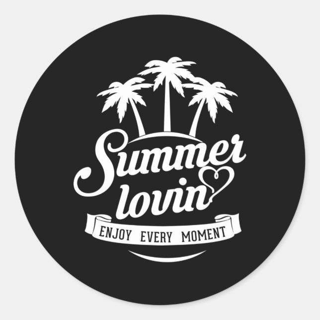 Sticker Rond Summer Beach Surf de vacances en mer Cool Sun Funn (Devant)