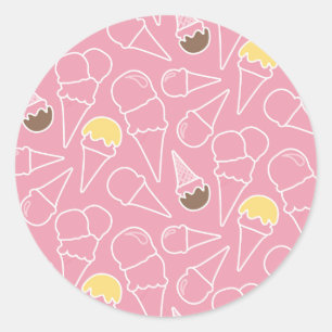 Sticker Rond Summer Ice Cream Pattern