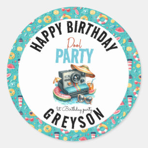 Sticker Rond Summer Pool Party 2e anniversaire