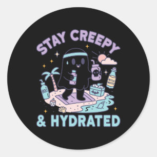 Sticker Rond Summerween Beach Halloween Ghost 1