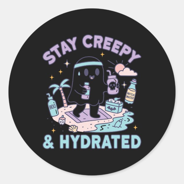 Sticker Rond Summerween Beach Halloween Ghost 1 (Devant)