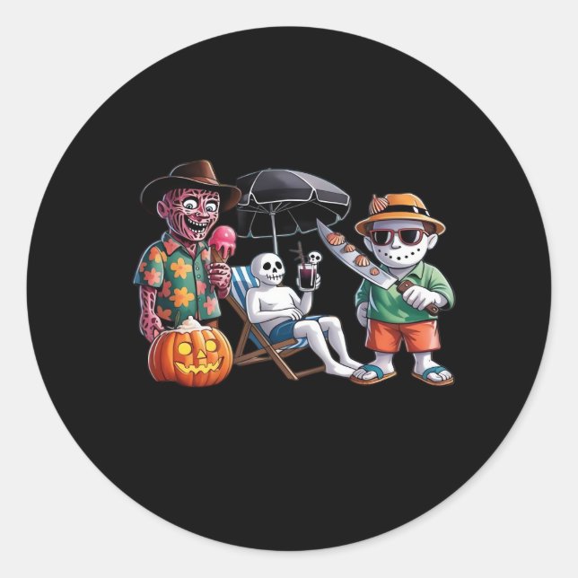 Sticker Rond Summerween - Plage de Summerween - Sorcière de Sum (Devant)