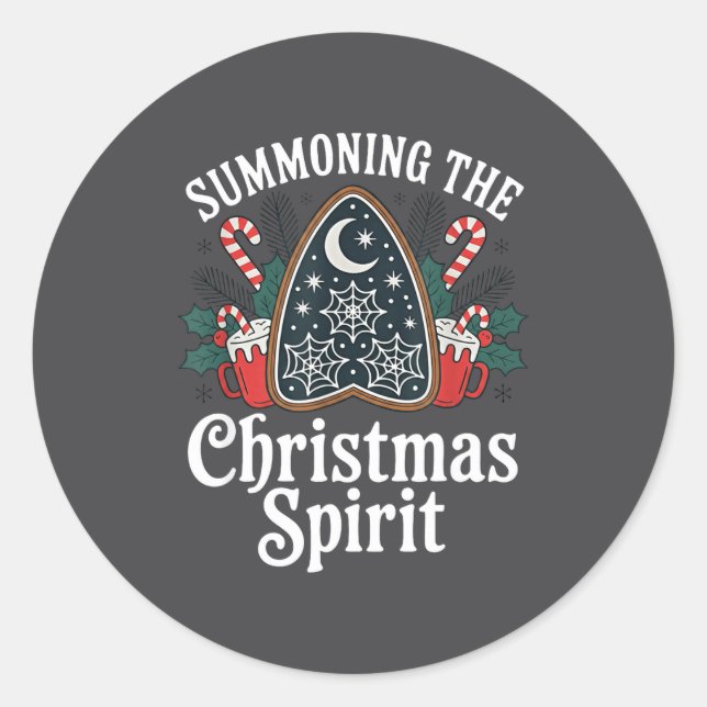Sticker Rond Summoning The Holiday Srit Funny Christmas  (Devant)