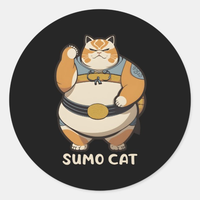 Sticker Rond Sumo Cat Kitty Wrestler (Devant)