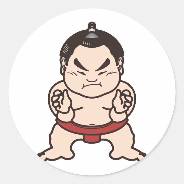 Sticker Rond Sumo Wrestler Dessin Japon Japonais Lutte