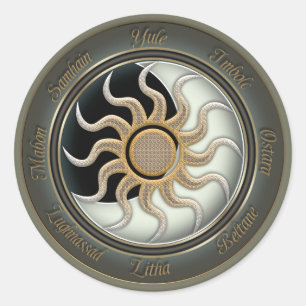 Sticker Rond Sun et roue de païen de lune