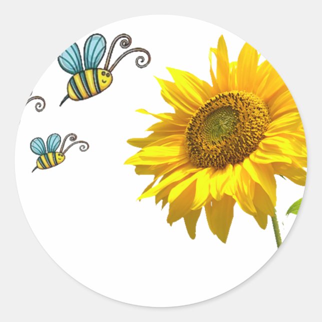 Sticker Rond sun flower and bees (Devant)