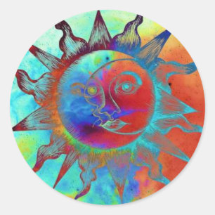 Sticker rond Sun & Moon