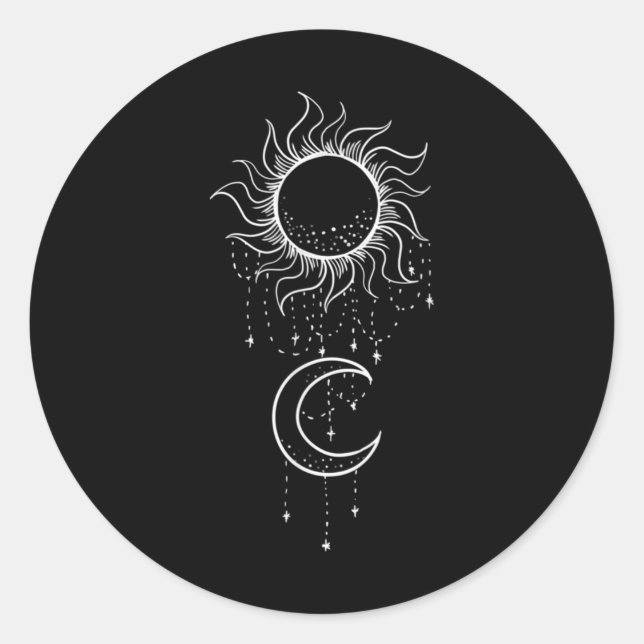 Sticker Rond Sun Moon Dreamcatcher Cool Nature Art minimal (Devant)