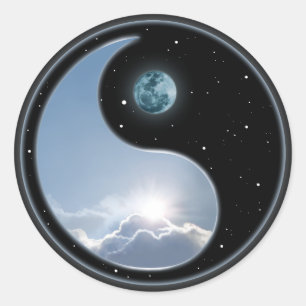 Sticker Rond Sun Moon Yin-Yang