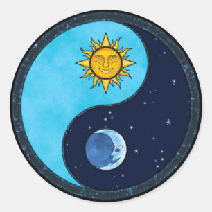 Sticker Rond Sun Moon Yin Yang